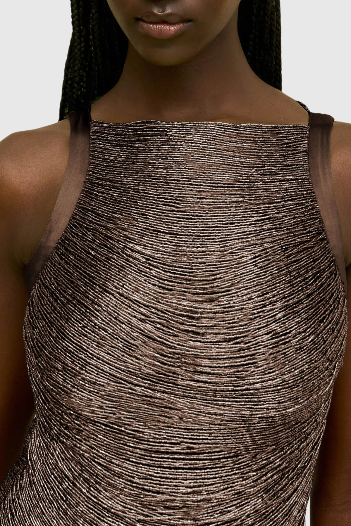 Roweia Sleeveless Fringe Mini Dress - Chocolate