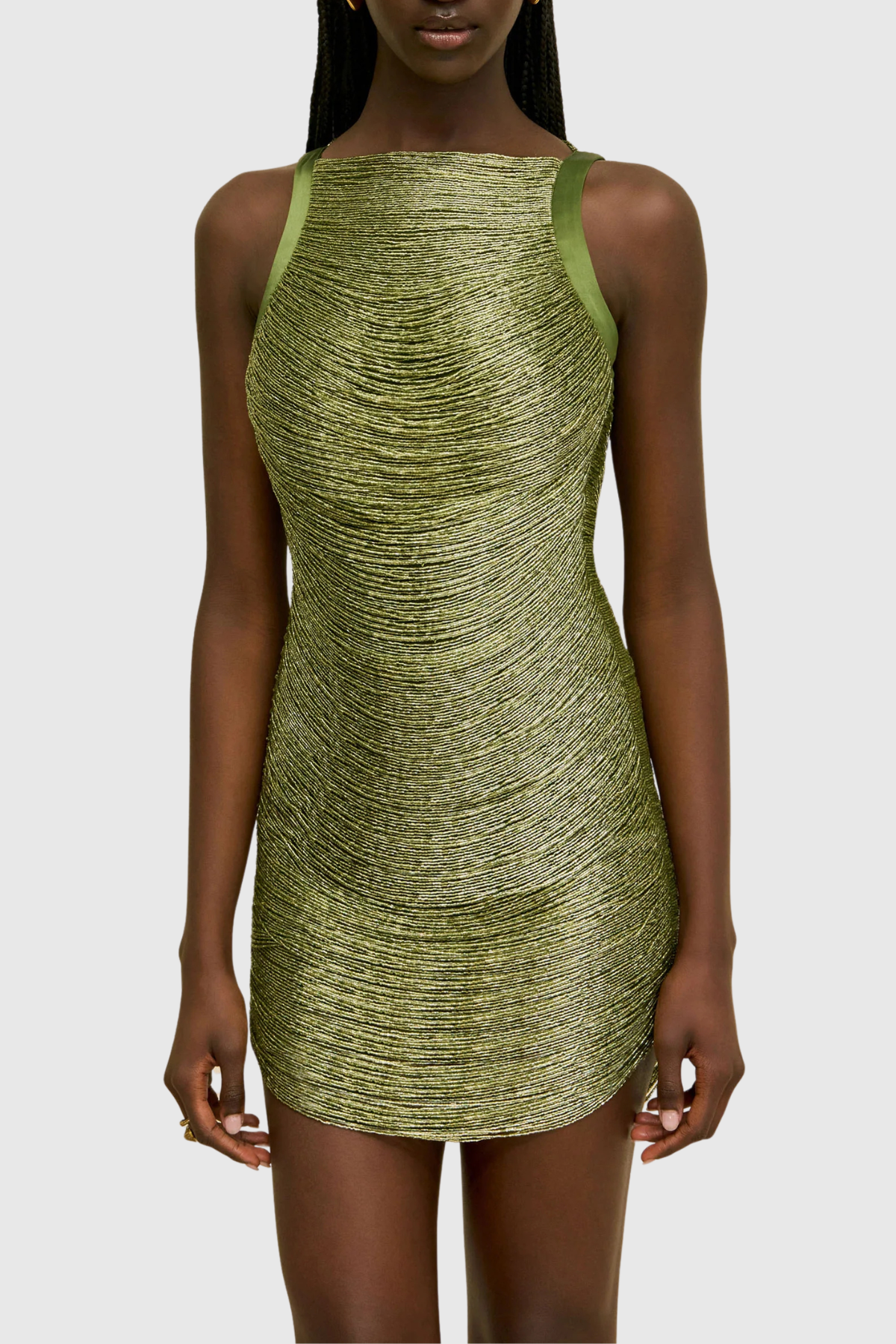 Roweia Sleeveless Fringe Mini Dress - Green