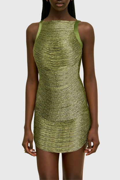 Roweia Sleeveless Fringe Mini Dress - Green