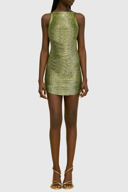 Roweia Sleeveless Fringe Mini Dress - Green