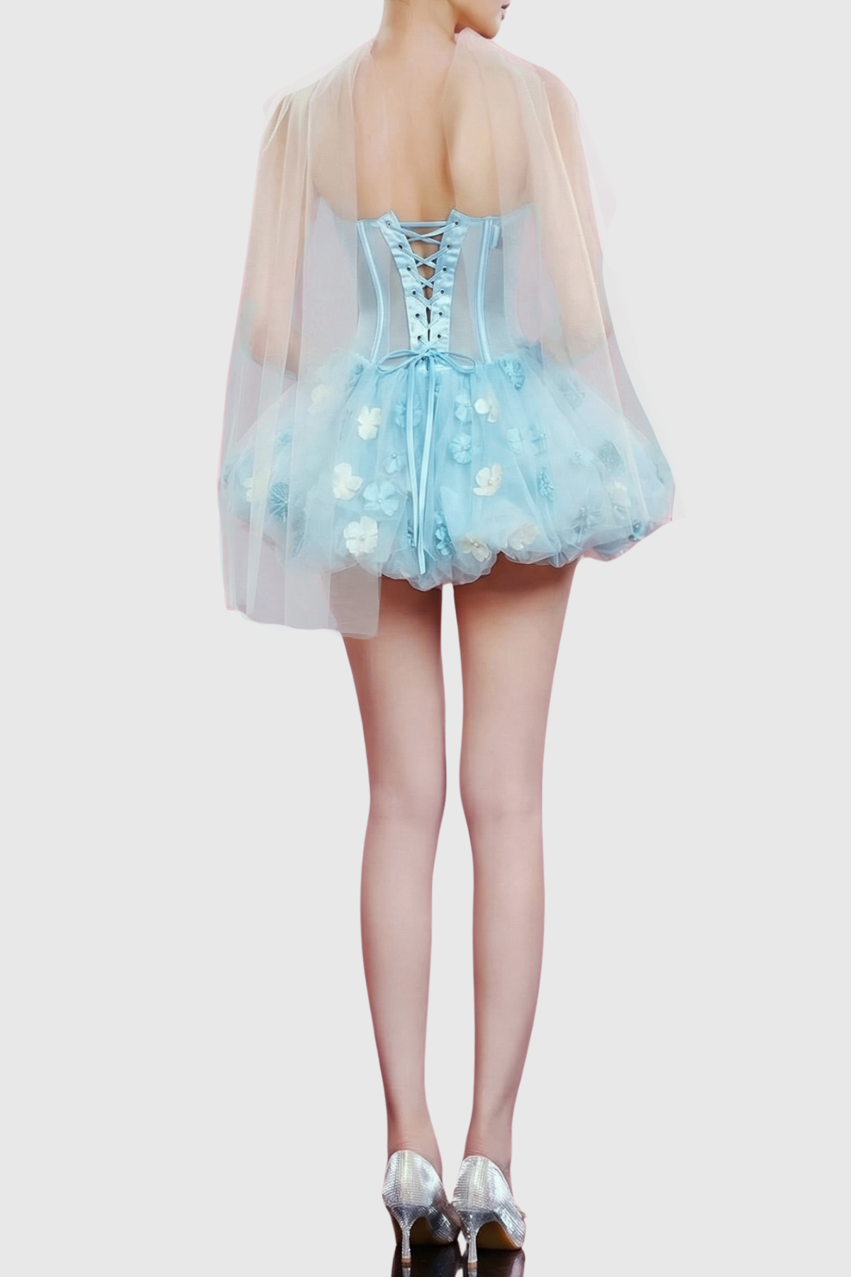 Roxya Floral Strapless Corset Mini Dress - Blue