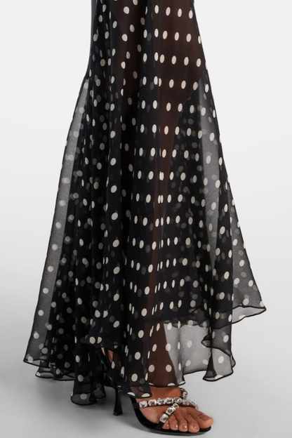 Roycia Sleeveless Polka Dot Backless Maxi Dress