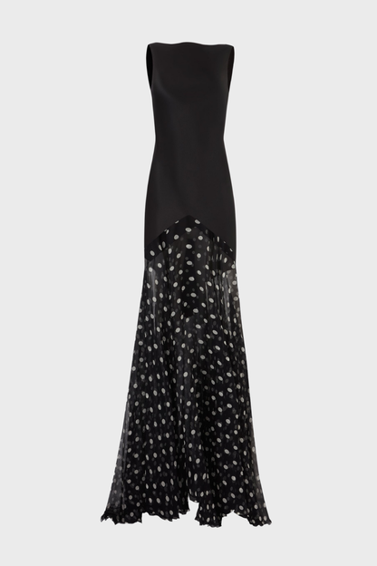 Roycia Sleeveless Polka Dot Backless Maxi Dress