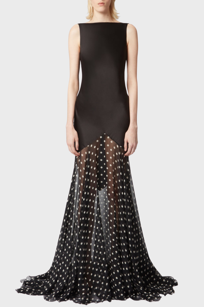 Roycia Sleeveless Polka Dot Backless Maxi Dress