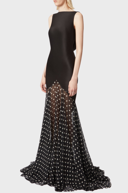 Roycia Sleeveless Polka Dot Backless Maxi Dress