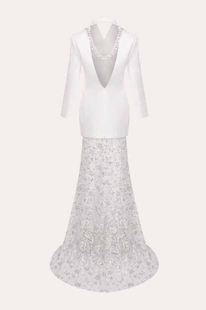 Rumia Crystal Embellished Backless Blazer