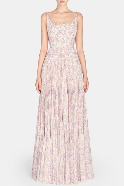 Rupera Floral Print Pleated Maxi Dress
