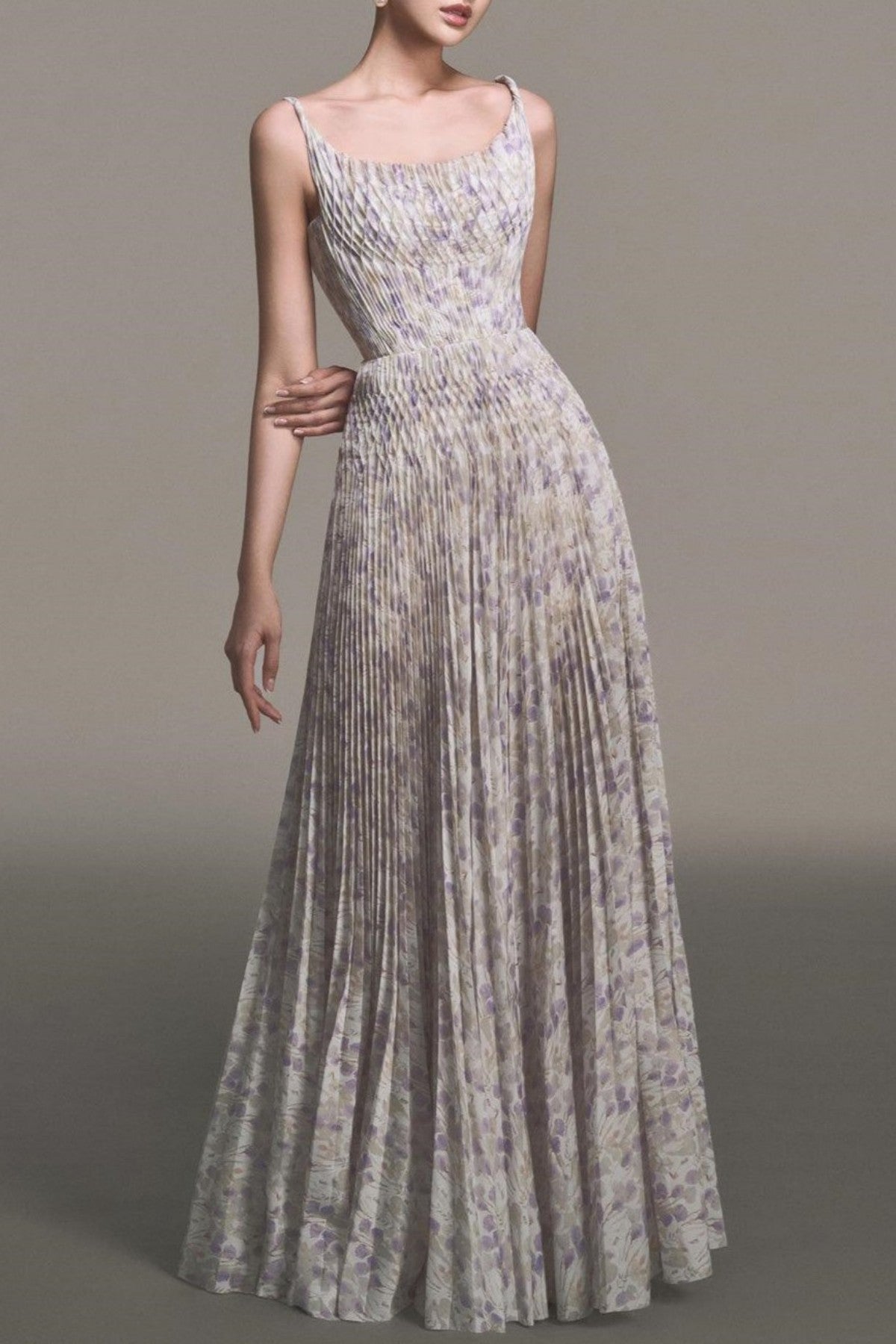 Rupera Floral Print Pleated Maxi Dress