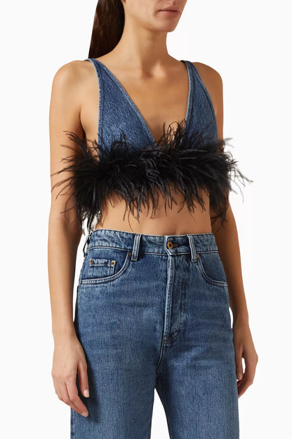 Ruth Feather Denim Skirt