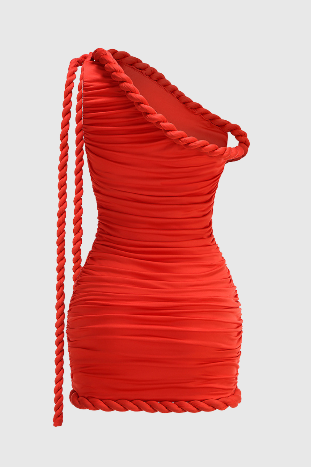 Rverie One Shoulder Rope Ruched Mini Dress