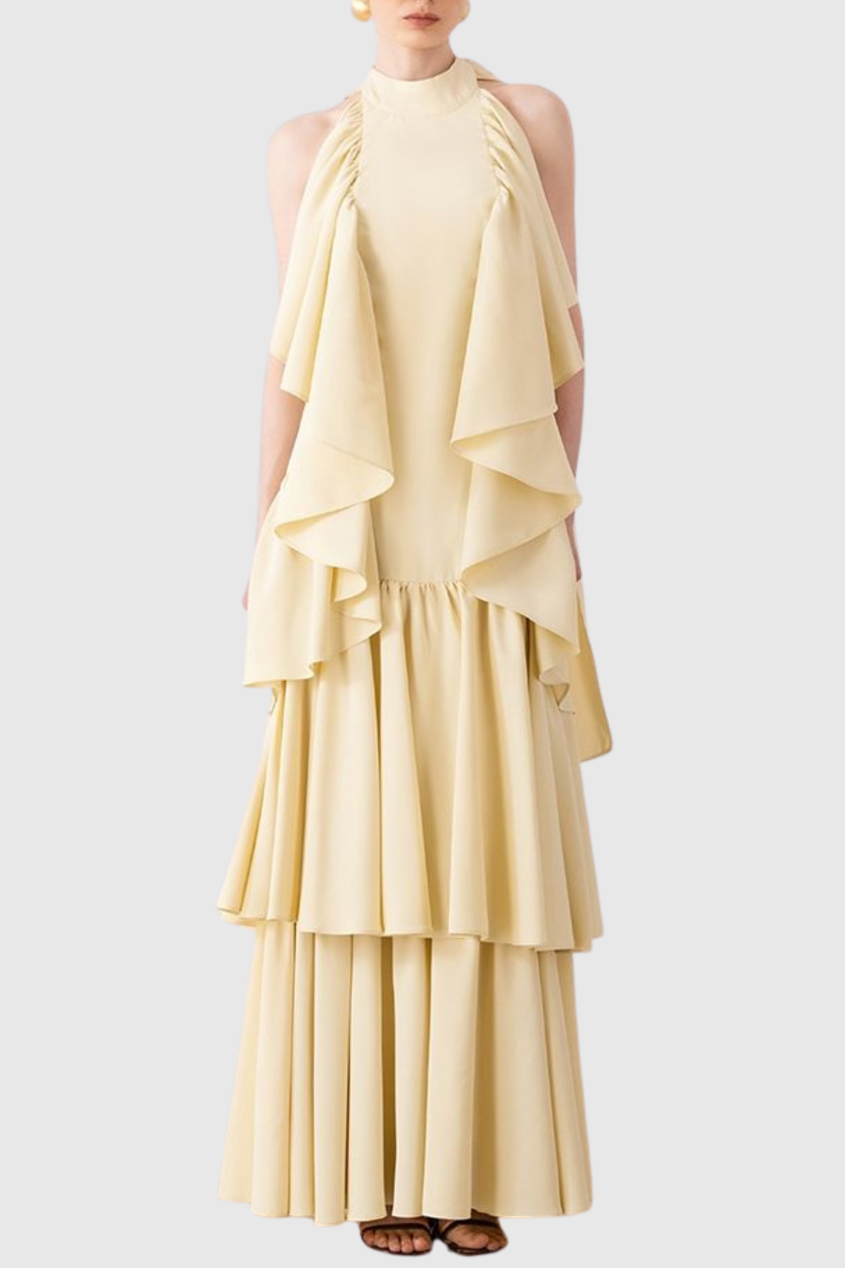 Ryland Sleeveless Ruffle Maxi Dress - Yellow