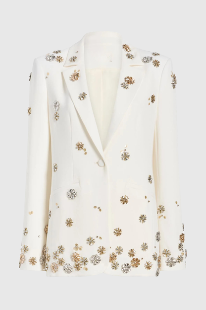 Saanvi Floral Crystal Embellished Blazer & Trousers Set