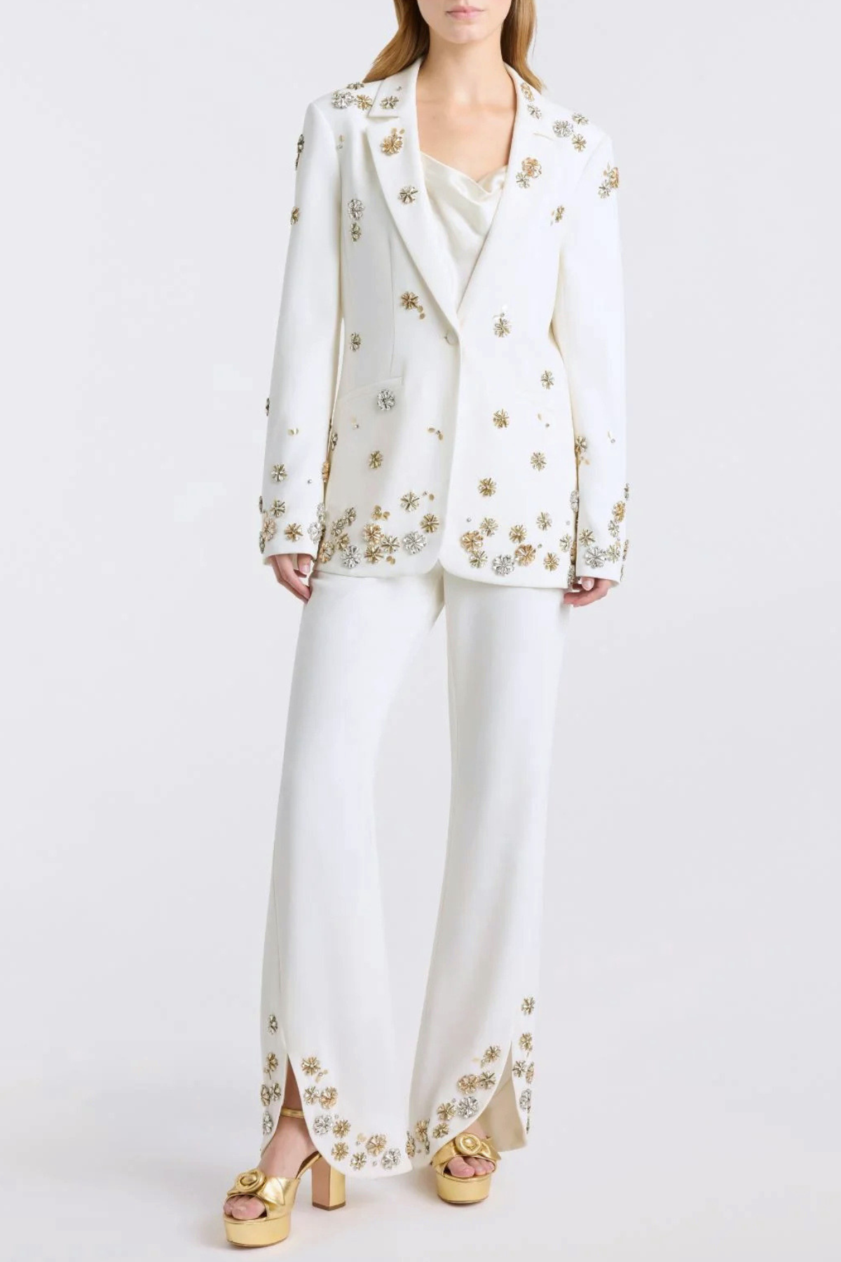 Saanvi Floral Crystal Embellished Blazer & Trousers Set