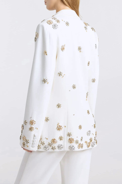 Saanvi Floral Crystal Embellished Blazer & Trousers Set