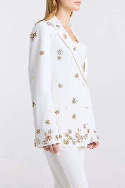 Saanvi Floral Crystal Embellished Blazer & Trousers Set
