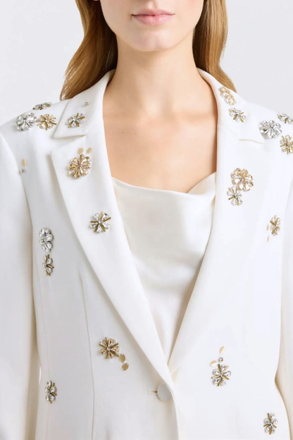 Saanvi Floral Crystal Embellished Blazer & Trousers Set