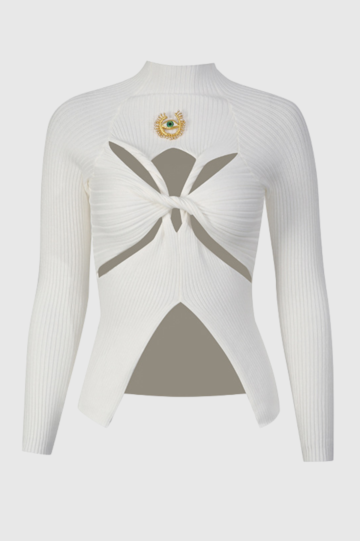 Sabira Twist Cutout Knit Top - White
