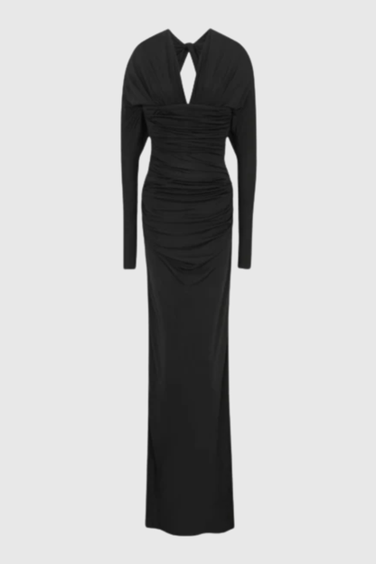 Sacha Cutout Ruched Maxi Dress - Black