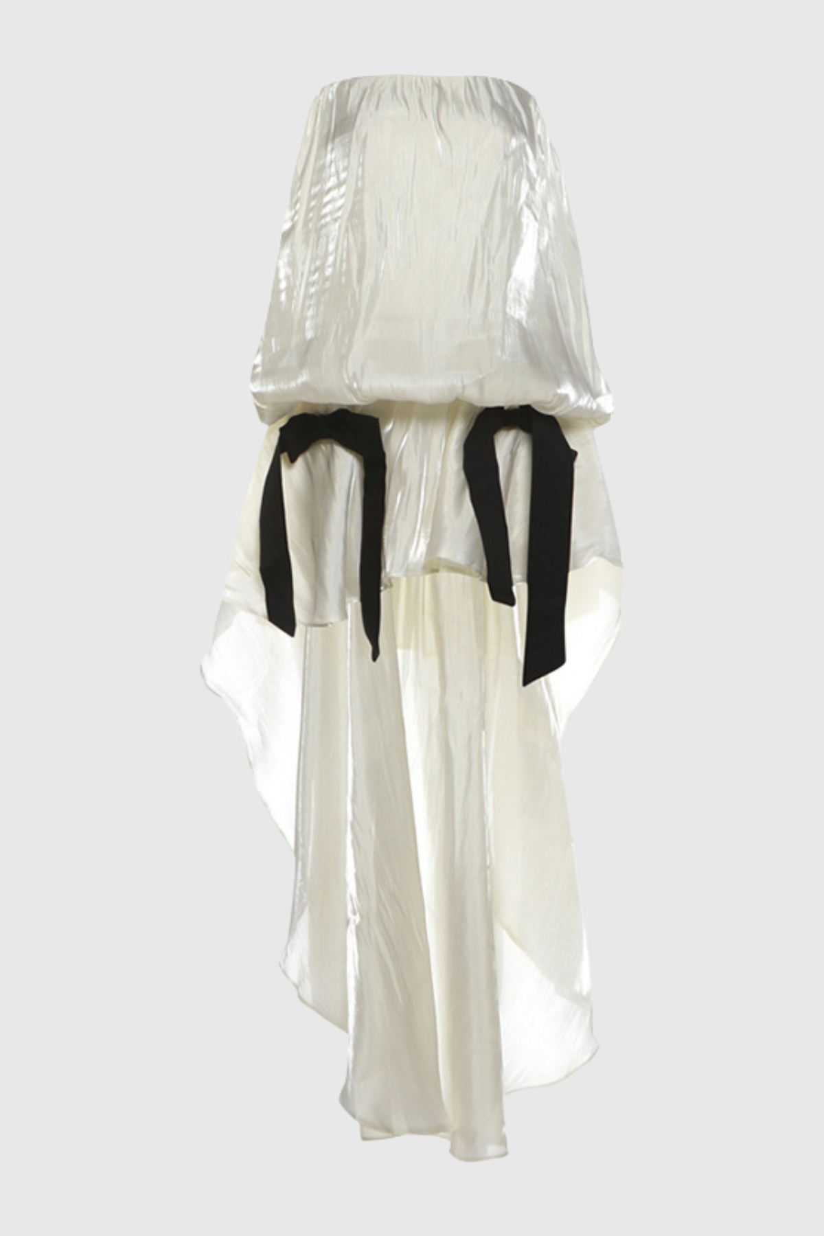 Sadhia Strapless Bow Glossy Midi Dress - Beige