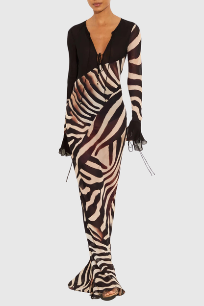 Sadira Zebra Chiifon Maxi Dress
