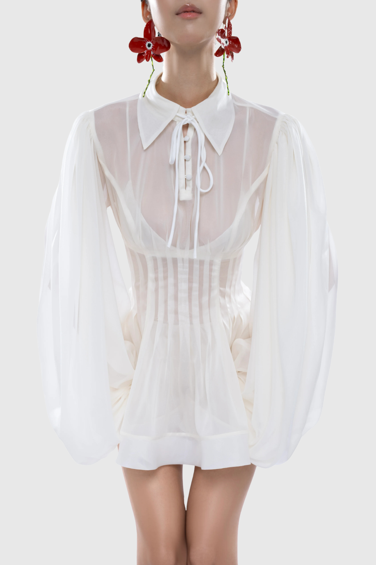 Saffron Waist-cinched Shirt - White
