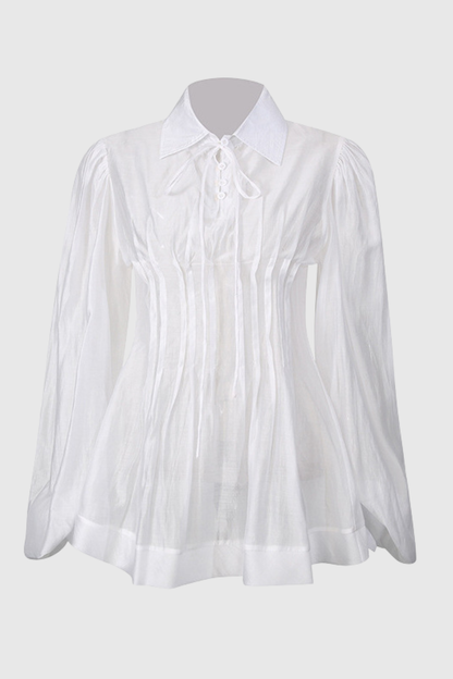 Saffron Waist-cinched Shirt - White
