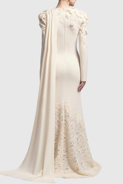 Safra Floral Sequin Embellished Draped Maxi Dress