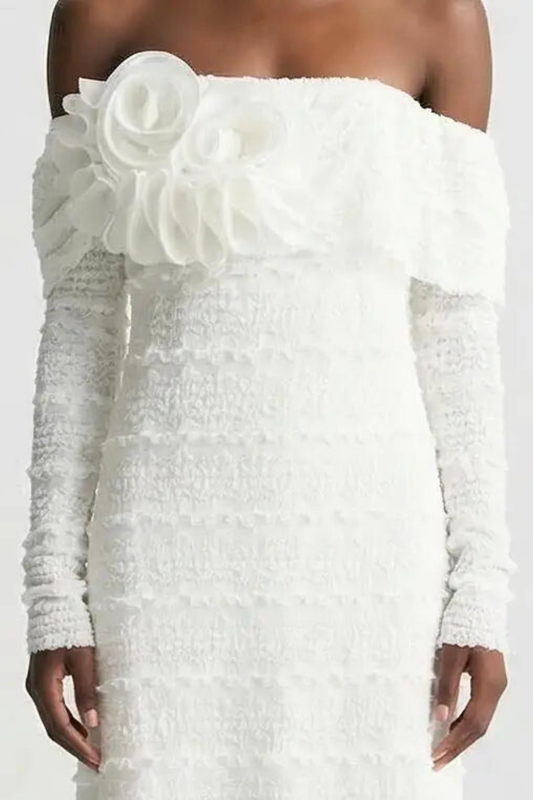 Sahasra Off Shoulder Floral Maxi Dress - White