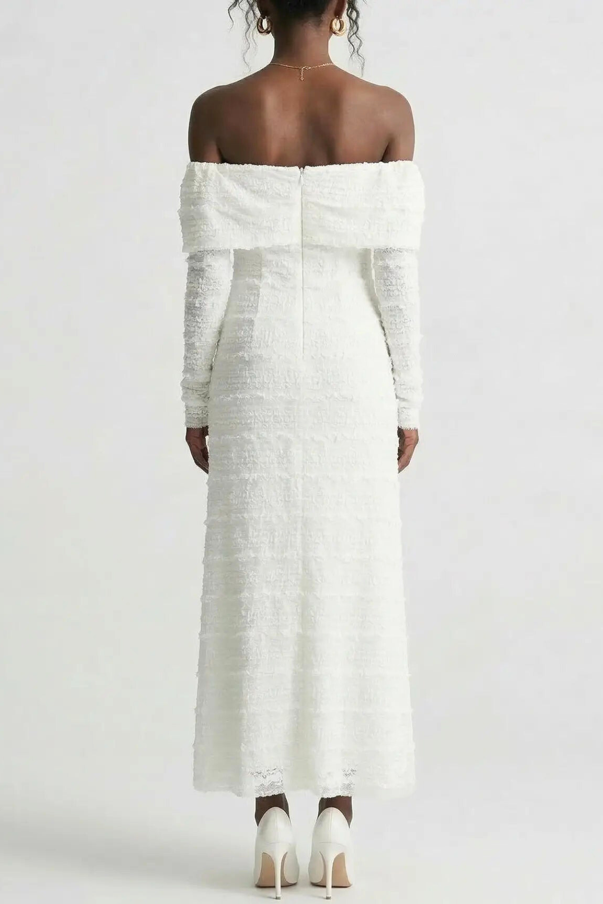 Sahasra Off Shoulder Floral Maxi Dress - White