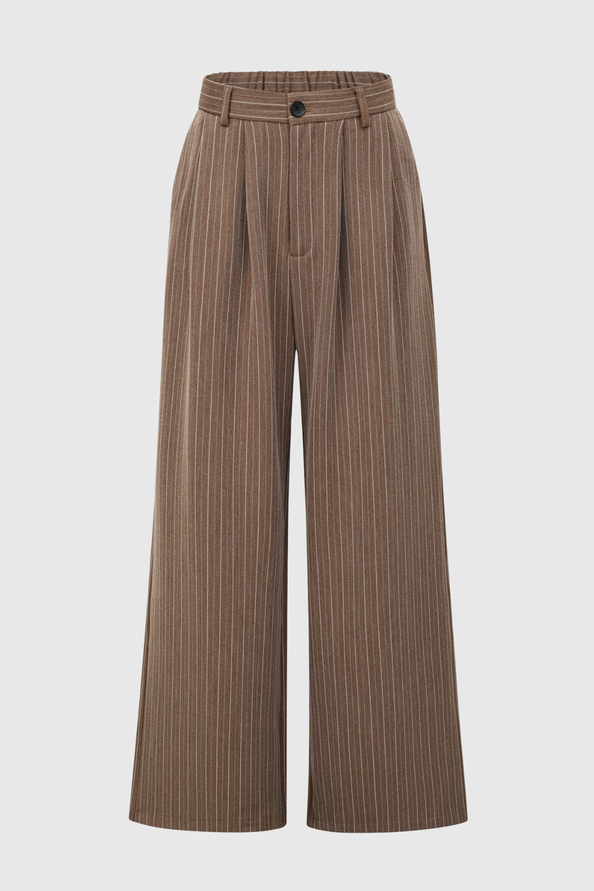 Sakley Striped Trench Coat & Trousers Set - Brown