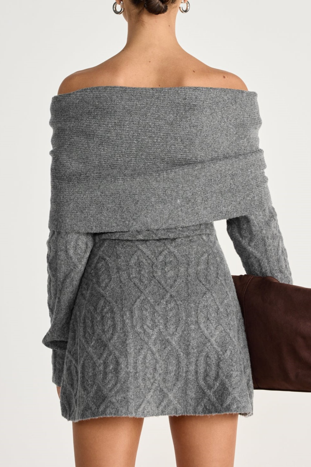 Salaga Off Shoulder Knit Mini Dress - Grey