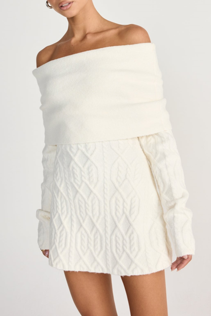 Salaga Off Shoulder Knit Mini Dress - White