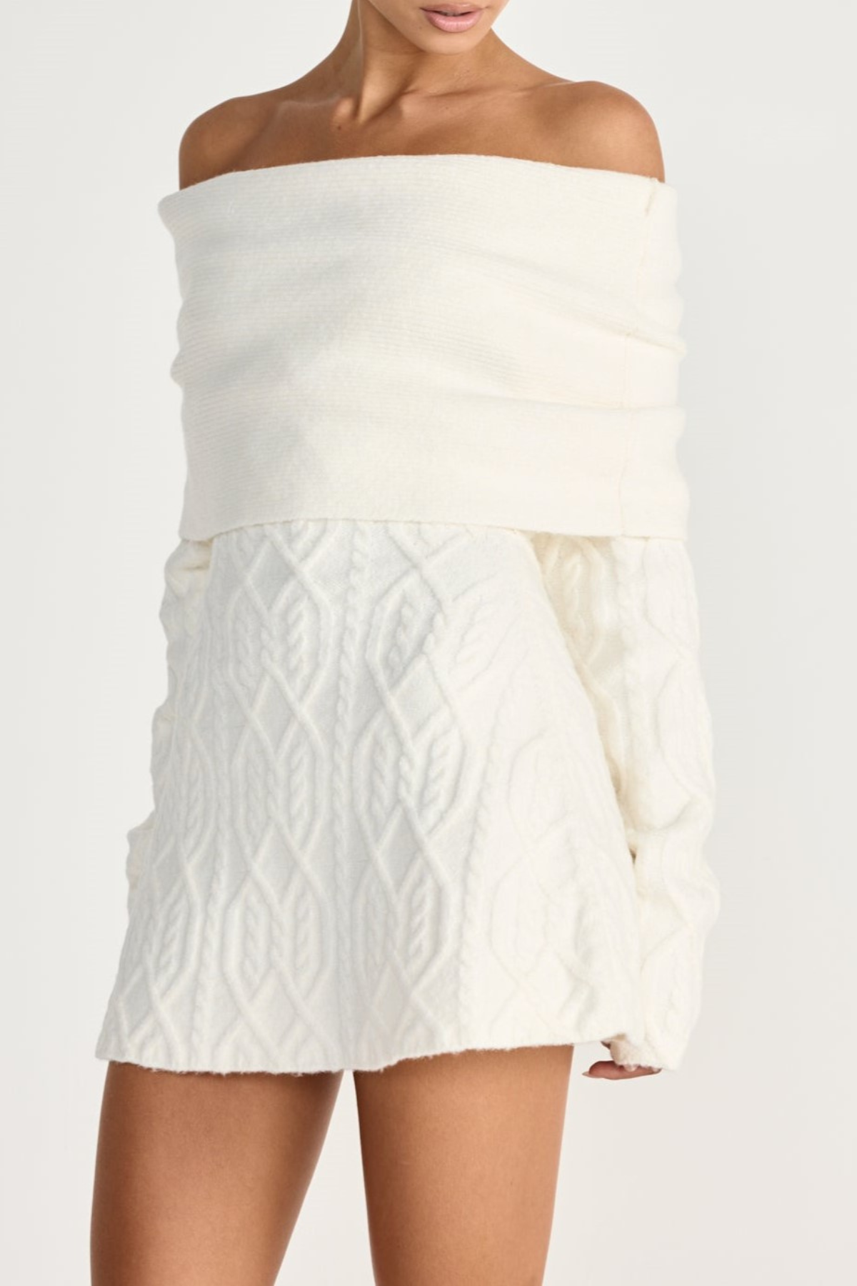 Salaga Off Shoulder Knit Mini Dress - White