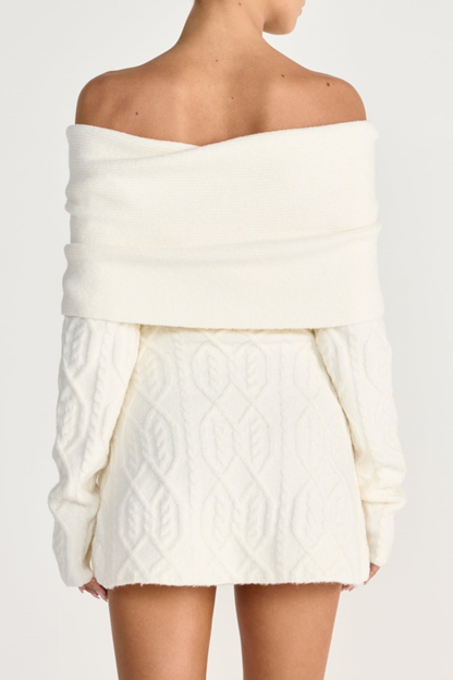 Salaga Off Shoulder Knit Mini Dress - White