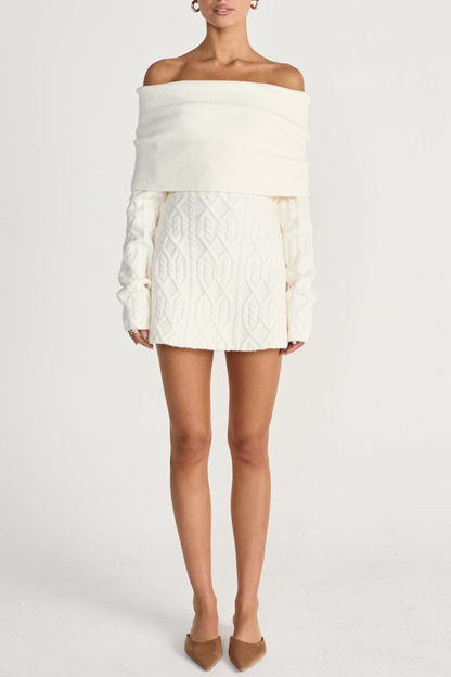 Salaga Off Shoulder Knit Mini Dress - White