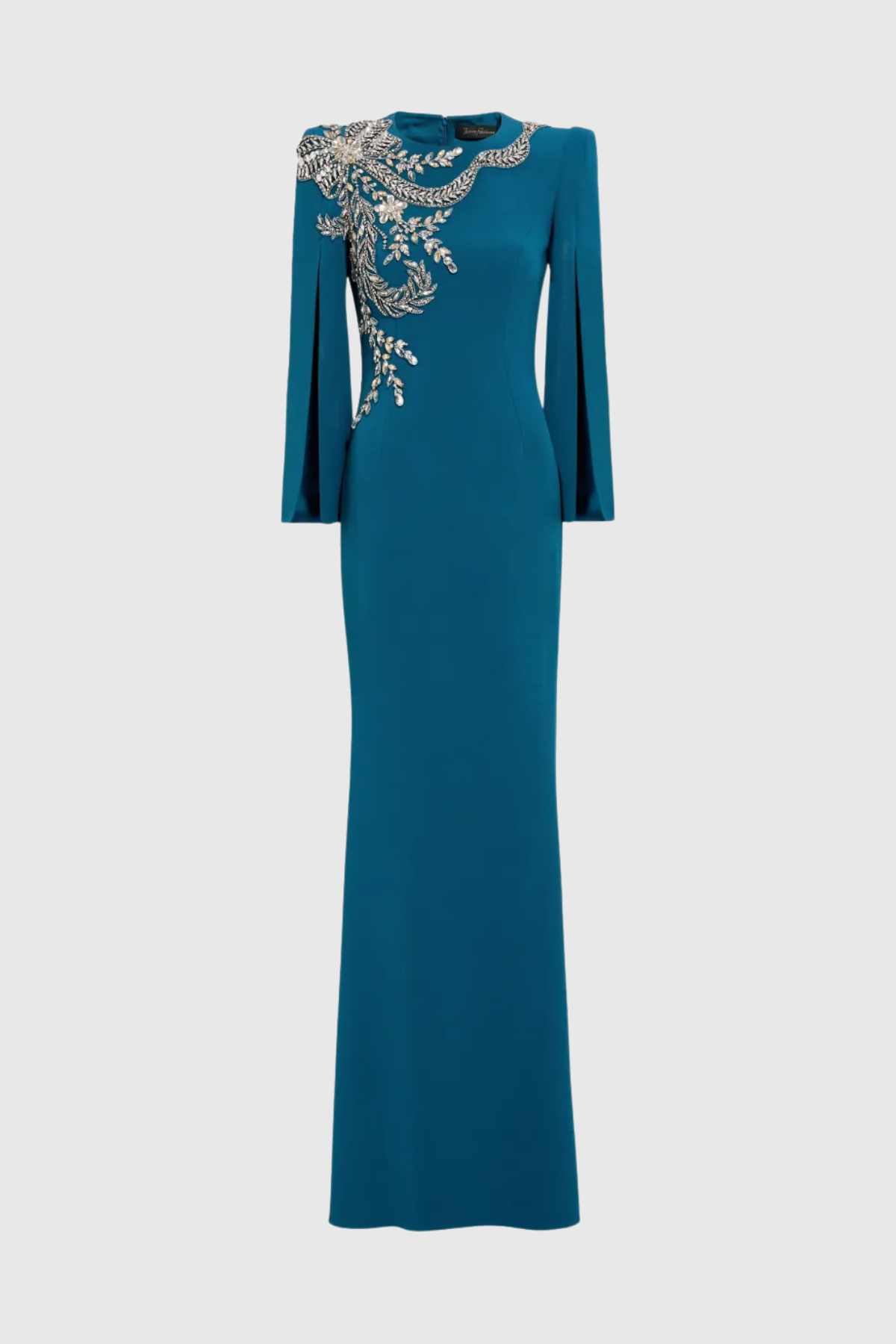 Salama Crystal Embellished Slit-sleeve Maxi Dress - Blue