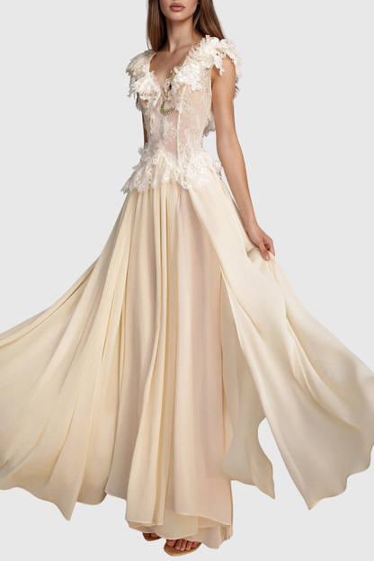Salto Lace Ruffle Maxi Dress