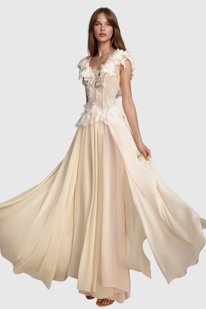 Salto Lace Ruffle Maxi Dress