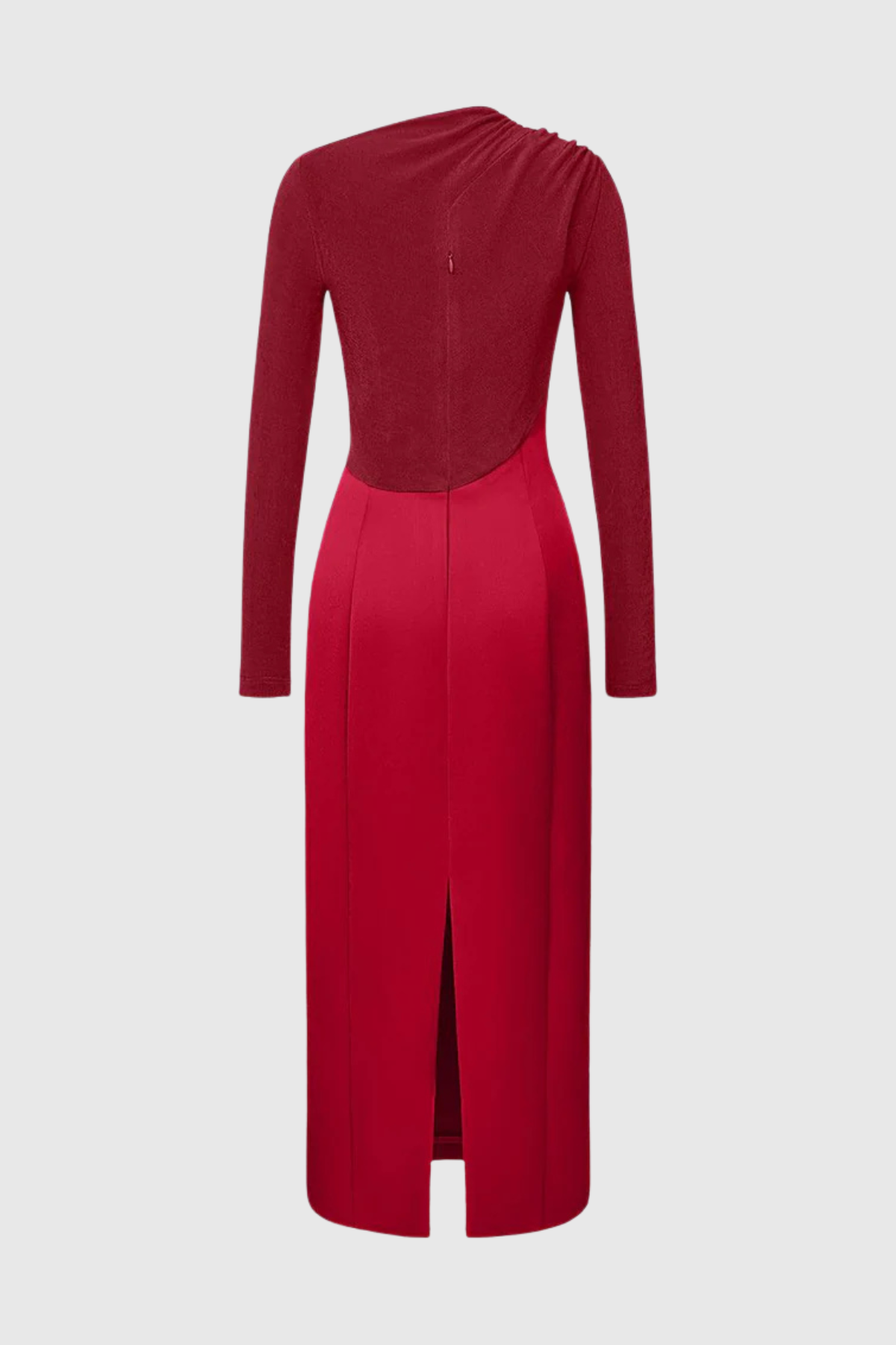 Samaro Asymmetric Cutout Panel Midi Dress - Red