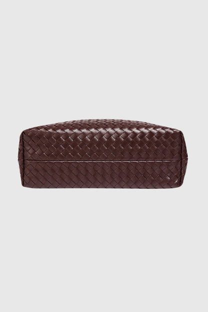 Samiya Leather Woven Tote Bag - Wine