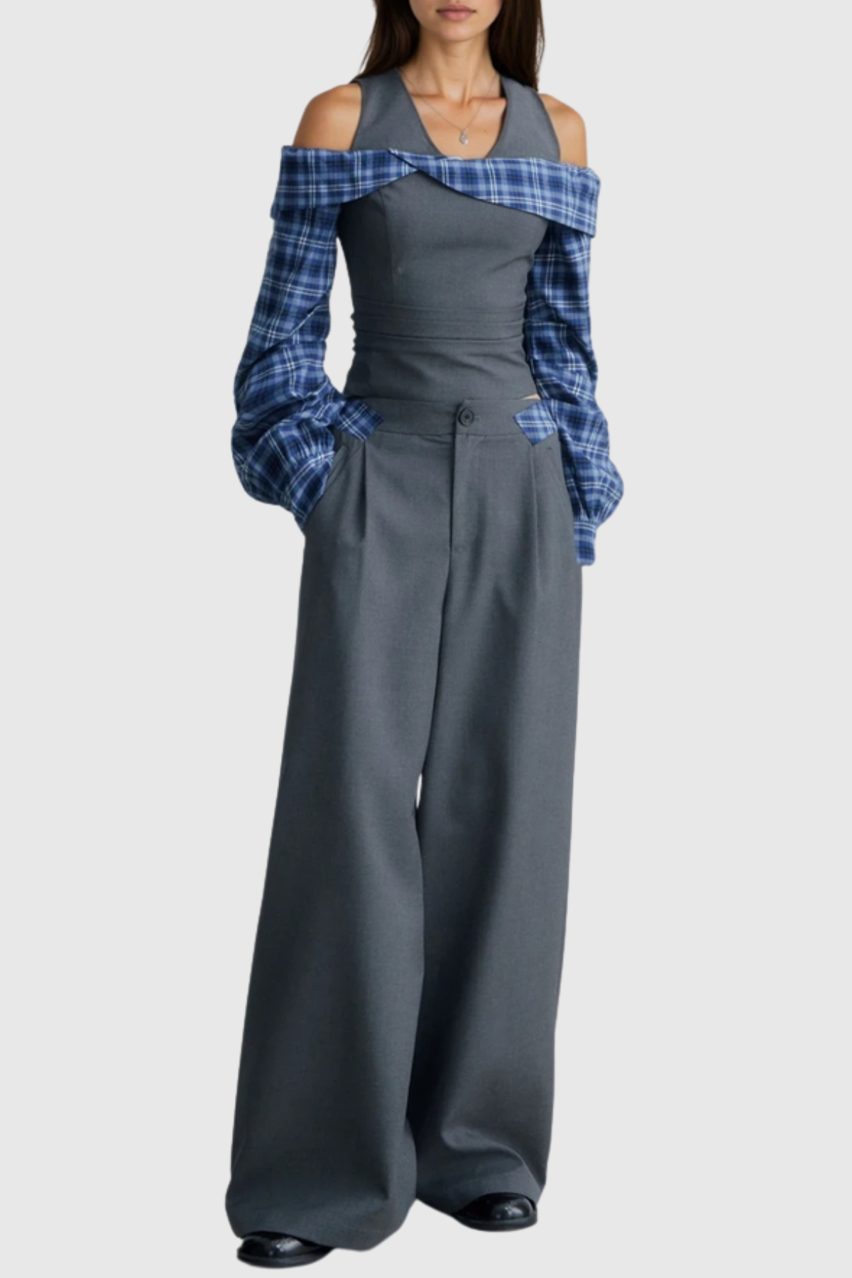 Sampla Halter Plaid Top