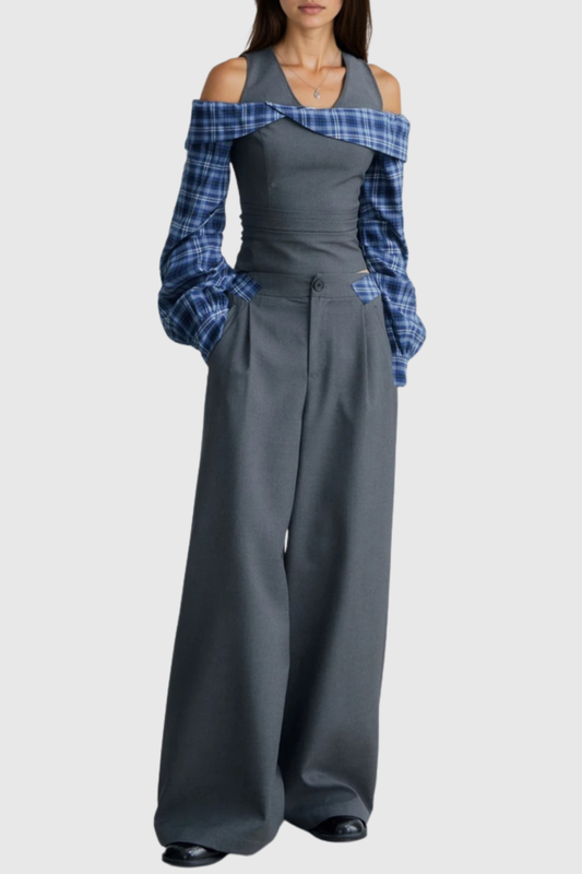 Sampla Halter Plaid Top