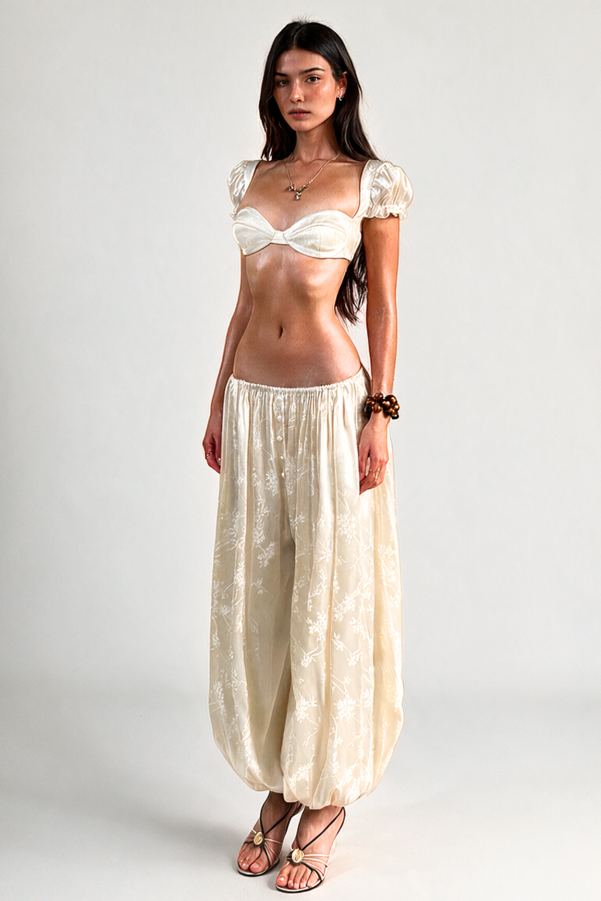 Sanaa Floral Jacquard Top - Beige