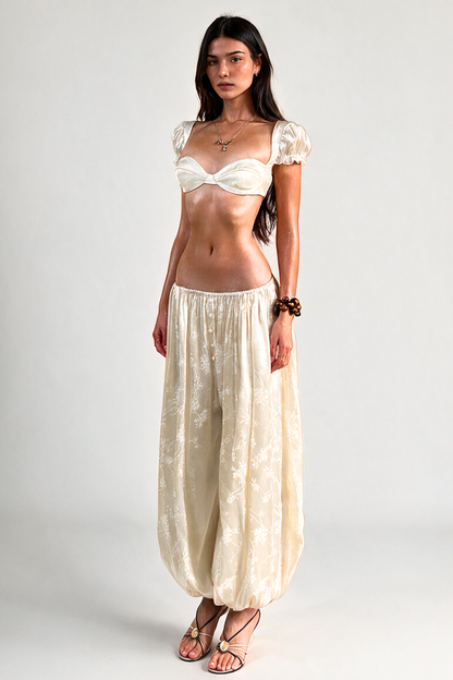 Sanaa Floral Jacquard Top - Beige