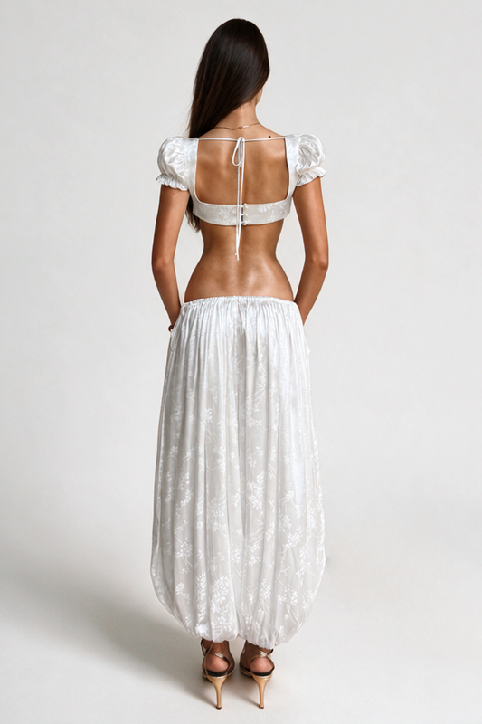 Sanaa Floral Jacquard Top - White