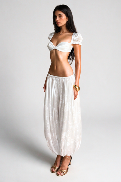Sanaa Floral Jacquard Top - White