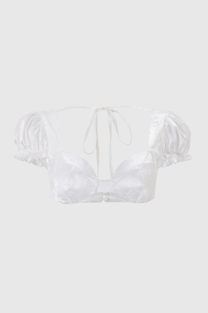 Sanaa Floral Jacquard Top - White