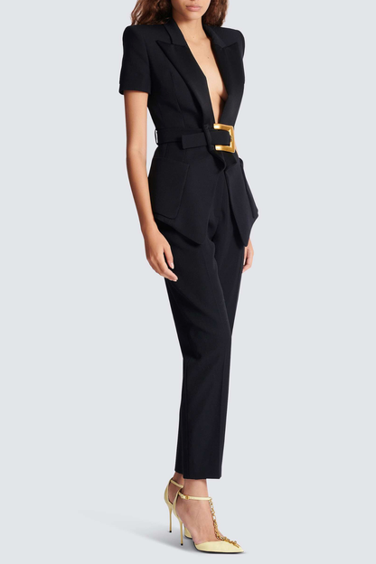 Sappho Belted Jacket - Black