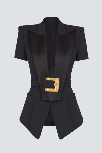 Sappho Belted Jacket - Black