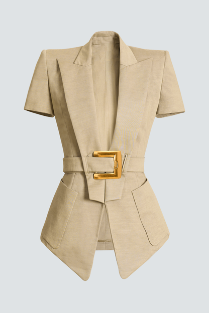 Sappho Belted Jacket - Khaki